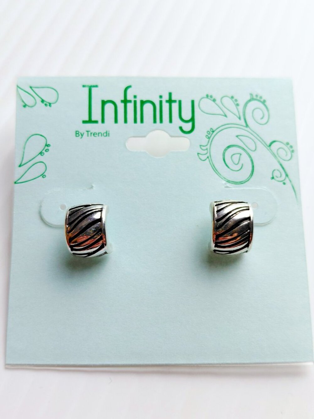 Infinity by Trendi Silver Tone Textured Open Hoop Post Earrings Fashion Jewelry